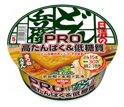 日清食品「日清のどん兵衛PRO 高たんぱく＆低糖質 きつねうどん」