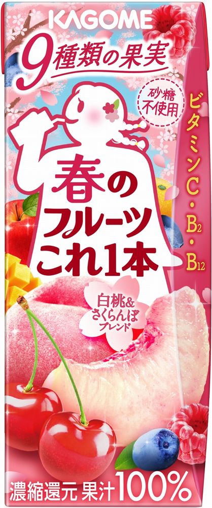 カゴメ「春のフルーツこれ一本　白桃＆さくらんぼブレンド」